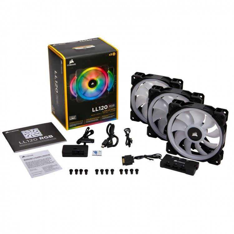 LL120 RGB, 120MM DUAL LIGHT LOOP RGB LED PWM FAN, 3 FAN PACK WITH LIGHTING NODE PRO