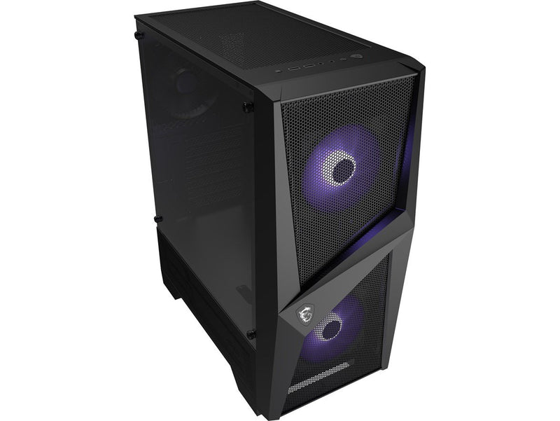 MSI MAG FORGE 100M Mid-Tower RGB Gaming Case - Black Tempered Glass